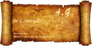 Ari Gergő névjegykártya